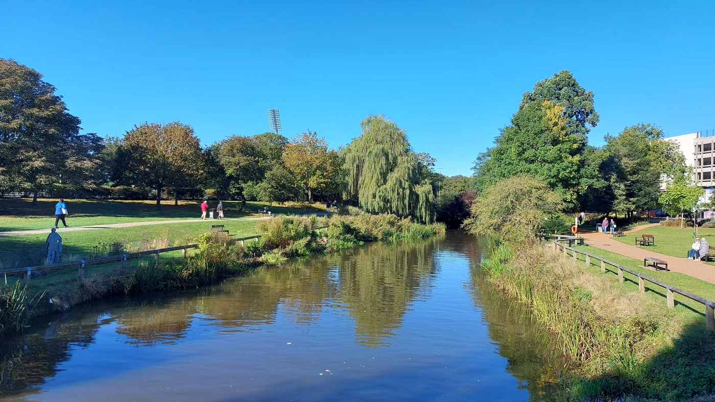 Bell Meadow Park, by the River Can, the city centre collection point for the free trees